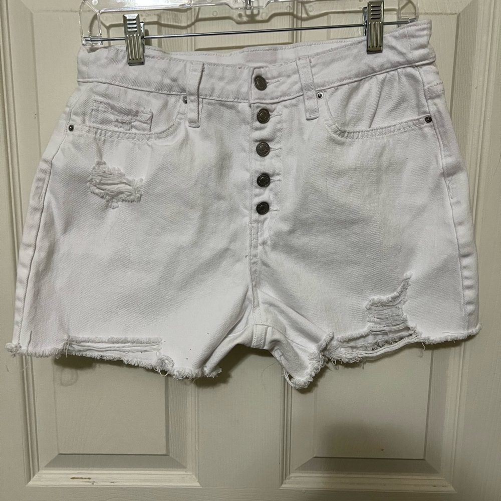 YMI White Distressed Women's Shorts